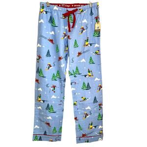 P.J. Salvage Powder Blue Flannel PJ Bottoms-Size Small‎ Women-Skier Design-NWT
